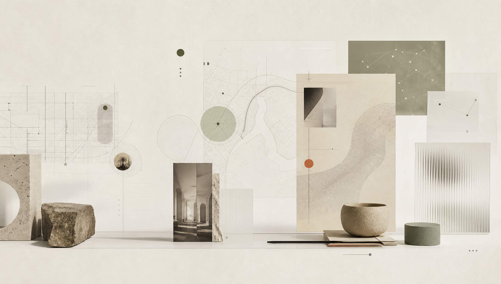 Editorial visual of maps, cultural signals, and interface layers